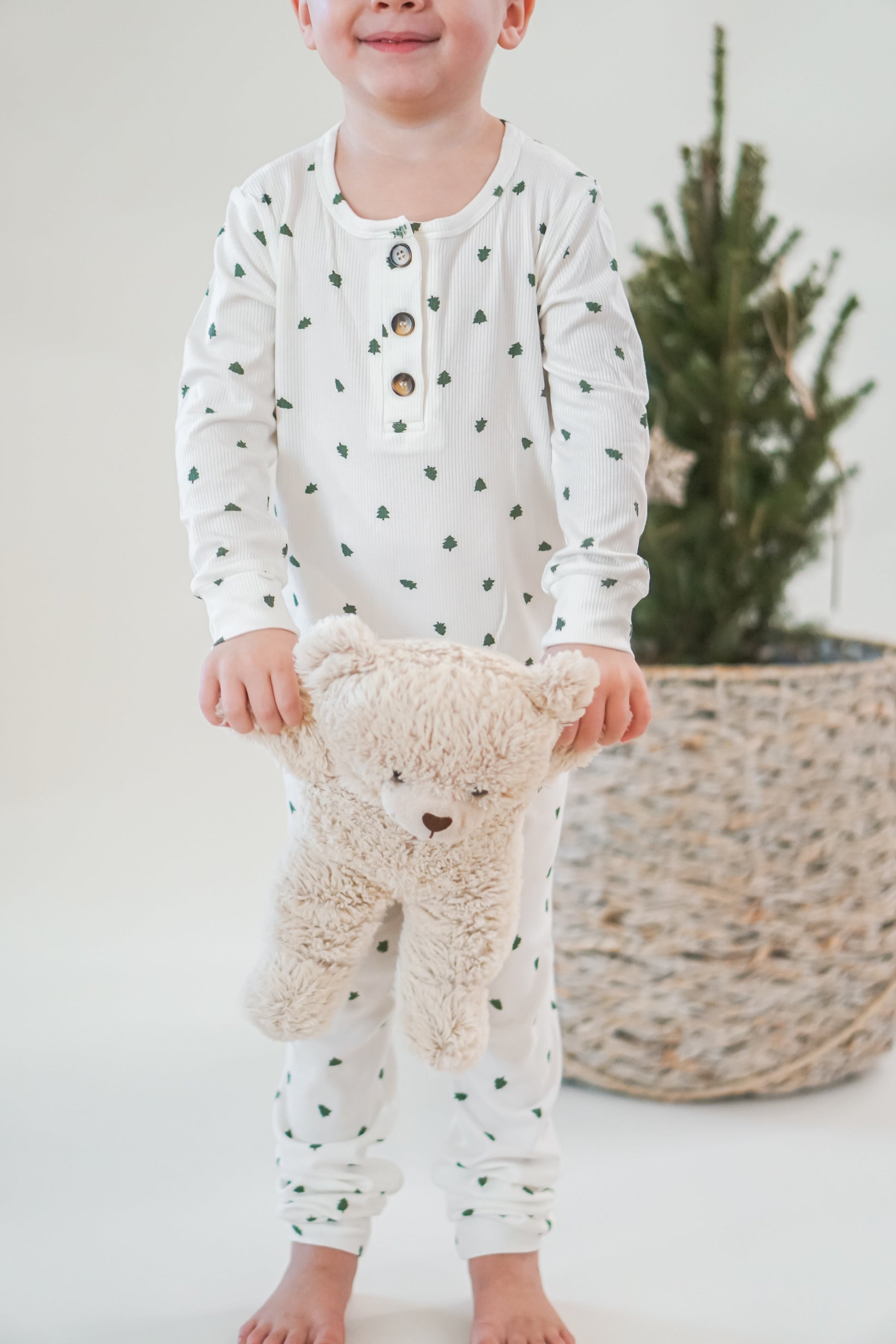 Tiny Trees Ribbed Bamboo 2pc Henley Pajamas by Little Joy Co., product view 11