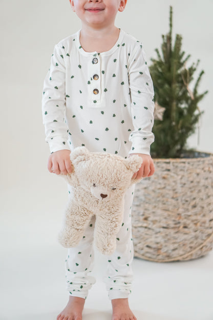 Tiny Trees Ribbed Bamboo 2pc Henley Pajamas by Little Joy Co., product view 11