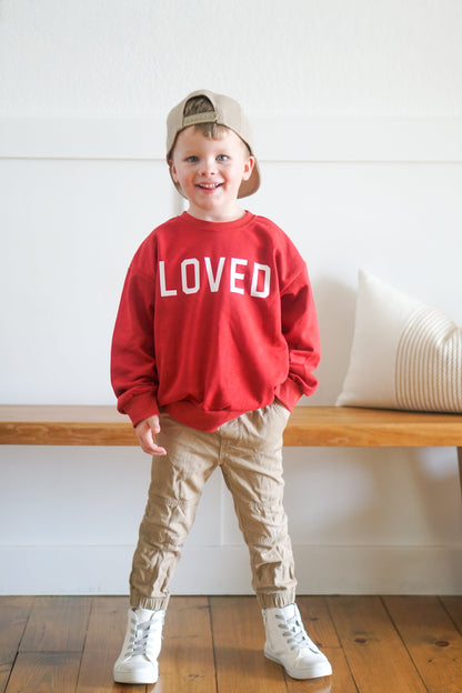 Loved Crewneck Sweatshirt - Red or Pink by Little Joy Co., product view 8