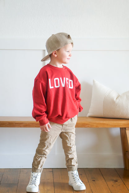 Loved Crewneck Sweatshirt - Red or Pink by Little Joy Co., product view 16