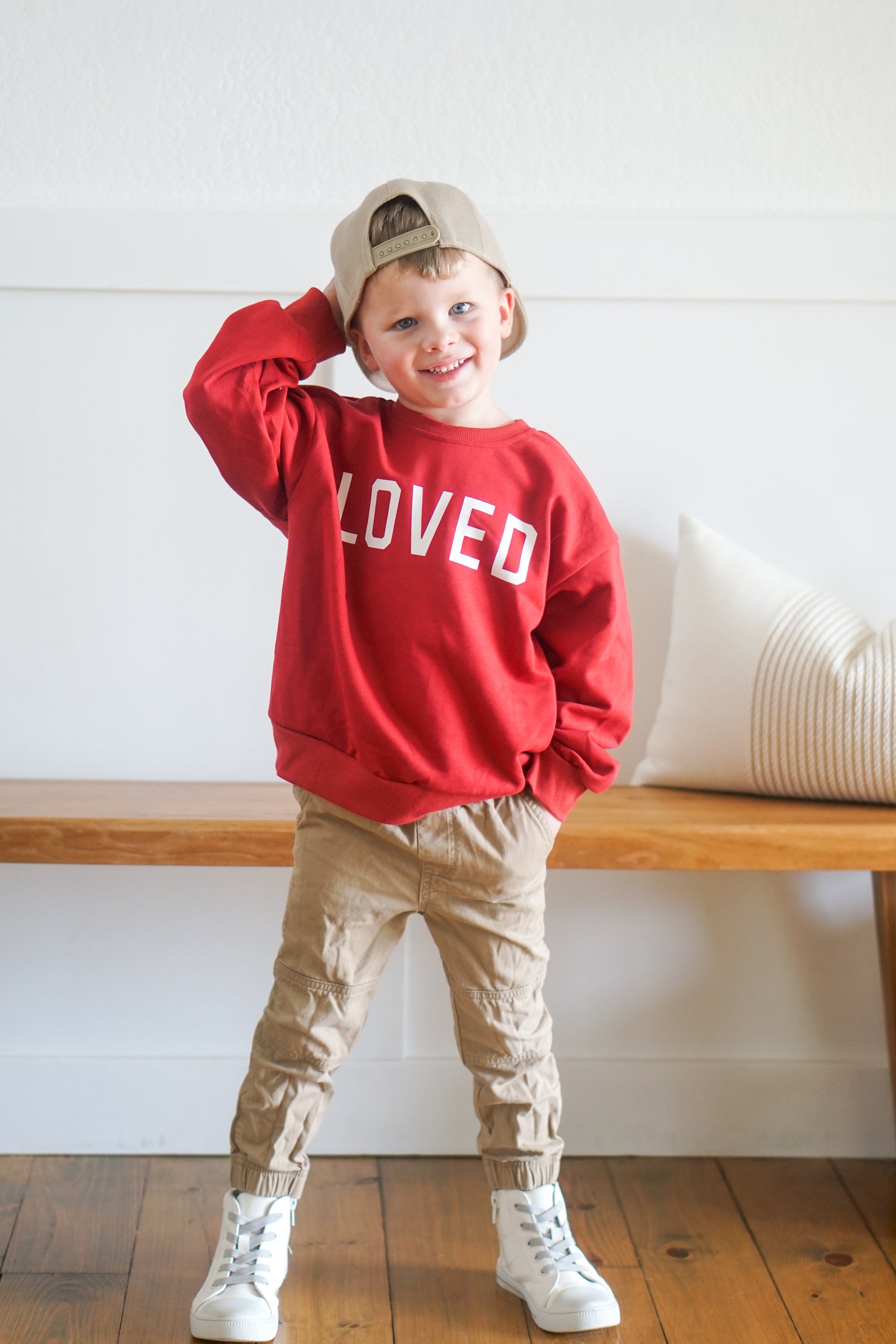 Loved Crewneck Sweatshirt - Red or Pink by Little Joy Co.
