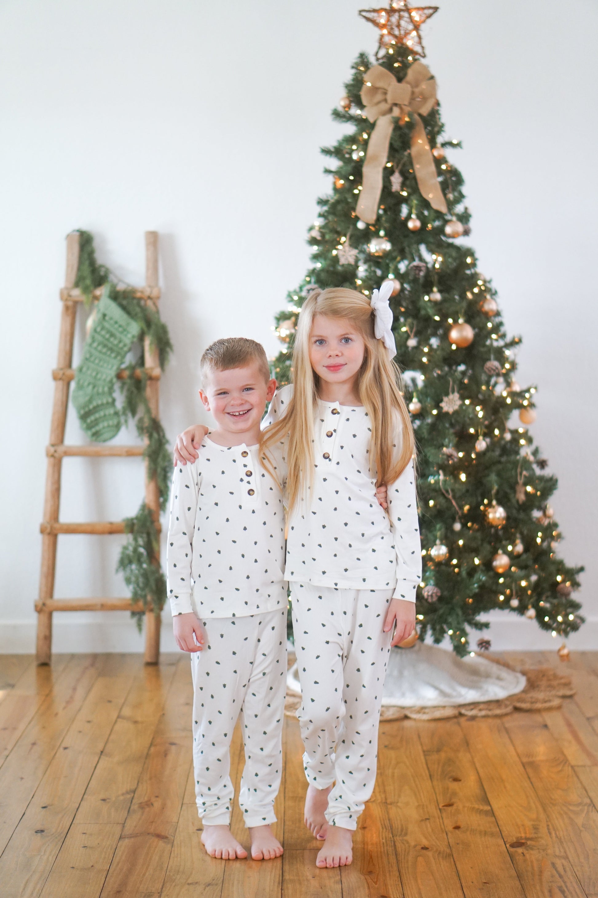 Tiny Trees Ribbed Bamboo 2pc Henley Pajamas by Little Joy Co., product view 20
