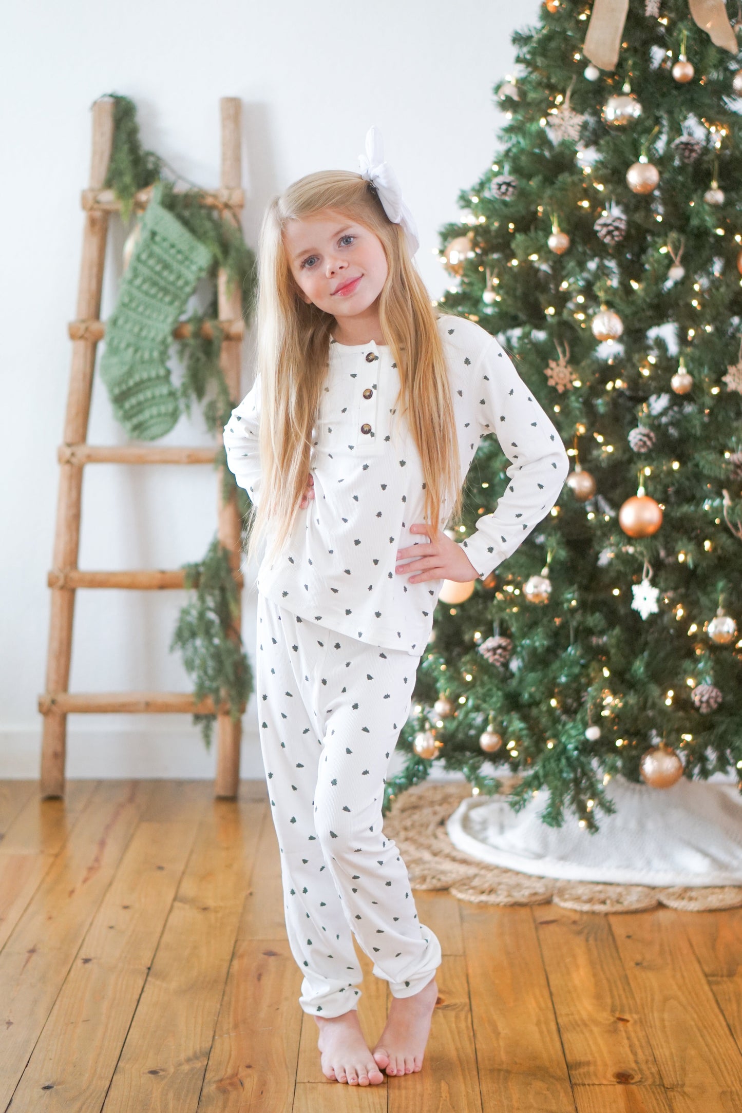 Tiny Trees Ribbed Bamboo 2pc Henley Pajamas by Little Joy Co., product view 19