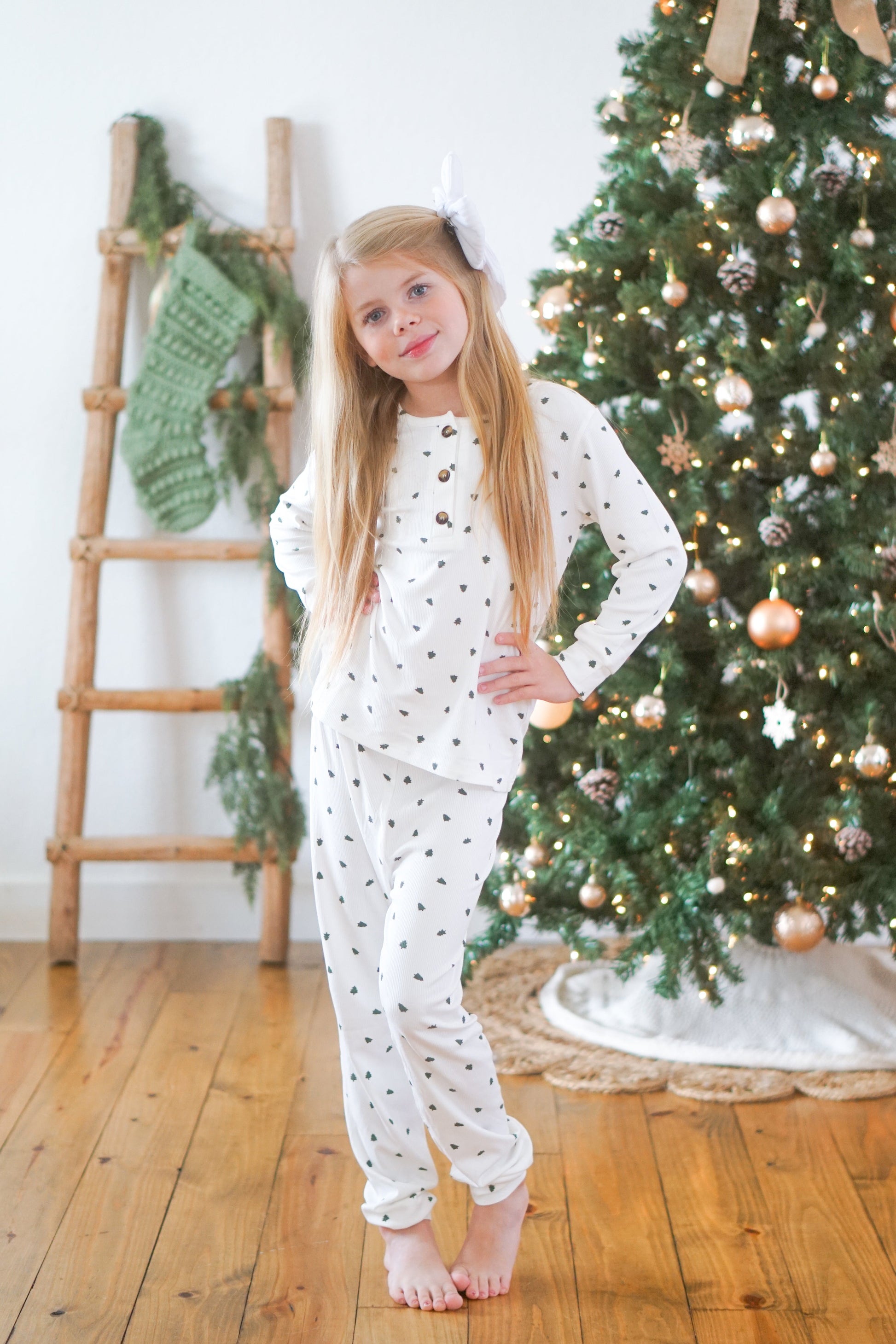 Tiny Trees Ribbed Bamboo 2pc Henley Pajamas by Little Joy Co., product view 19