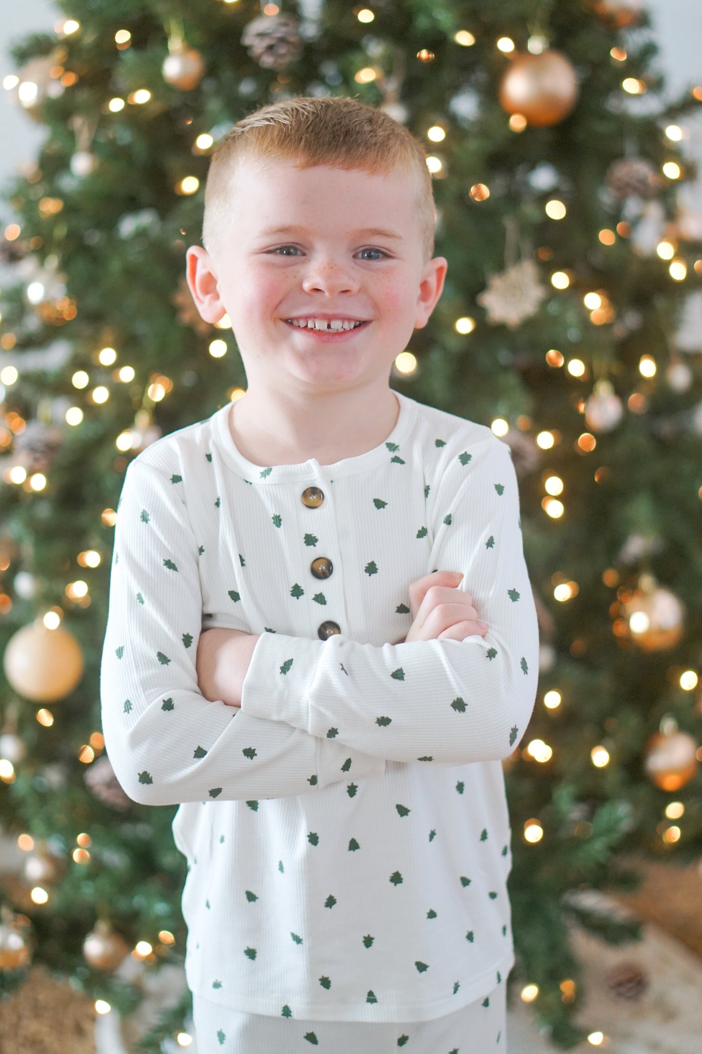 Tiny Trees Ribbed Bamboo 2pc Henley Pajamas by Little Joy Co., product view 18