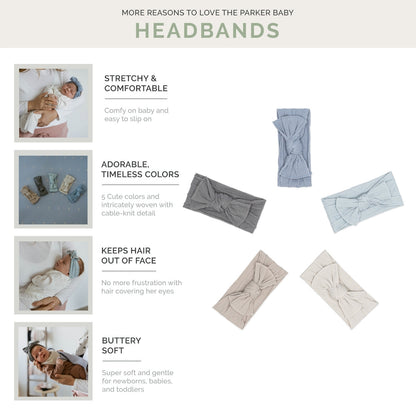 Stormy Set - Cable Knit Knotted Headbands - 5 Pack by Parker Baby Co., product view 3