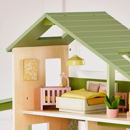 Tiny Land Sweetwood Edge Wooden Dollhouse – Green or Pink