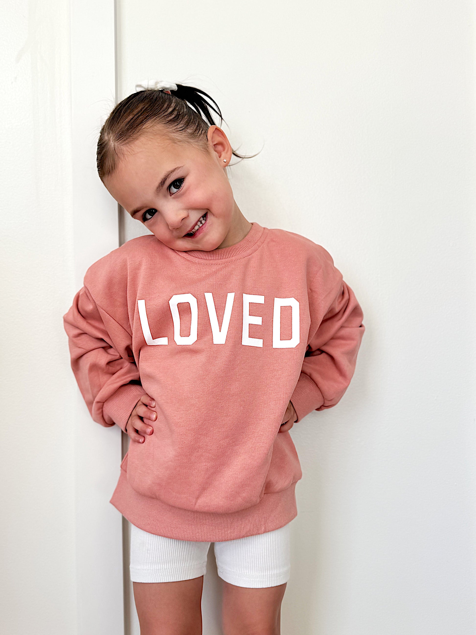 Loved Crewneck Sweatshirt - Red or Pink by Little Joy Co., product view 9