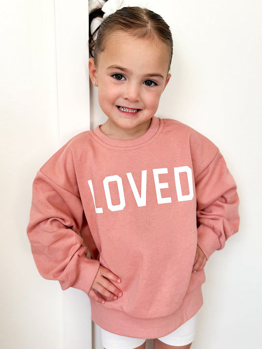 Loved Crewneck Sweatshirt - Red or Pink by Little Joy Co., product view 2