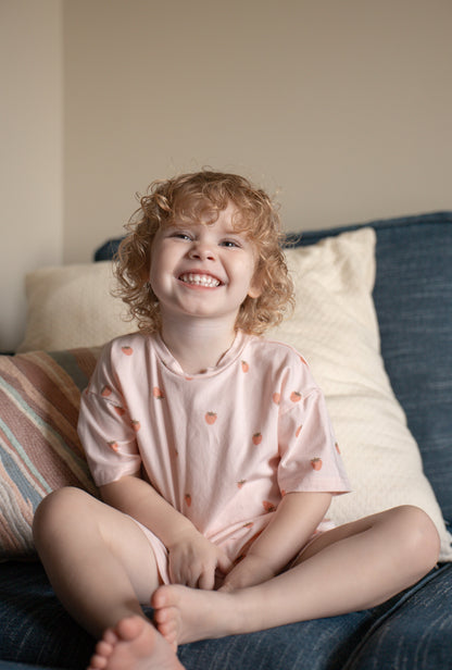 Organic Cotton Strawberry Print Shorts Set by Little Joy Co., product view 7