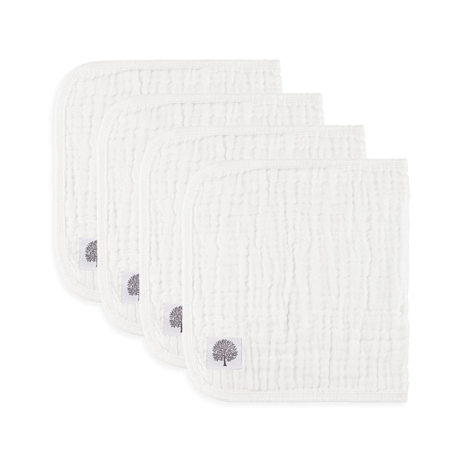 White Set - Muslin Burp Cloths (4 Pack) by Parker Baby Co.