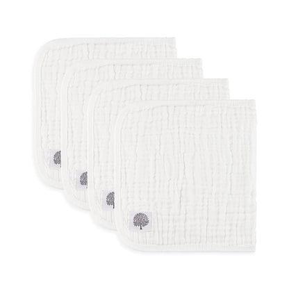 White Set - Muslin Burp Cloths (4 Pack) by Parker Baby Co.