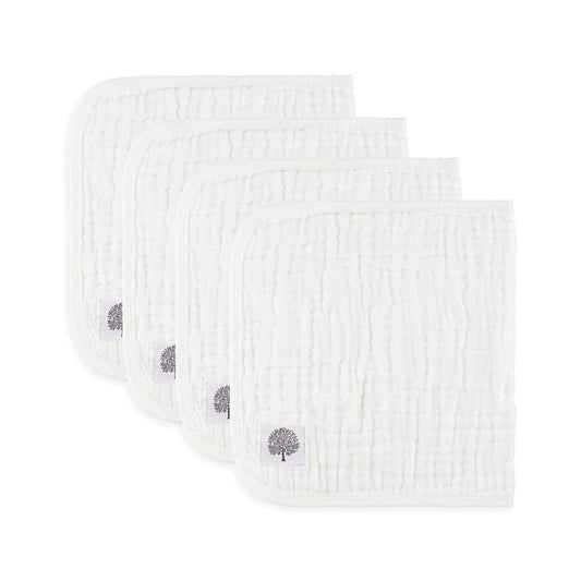 White Set - Muslin Burp Cloths (4 Pack) by Parker Baby Co.