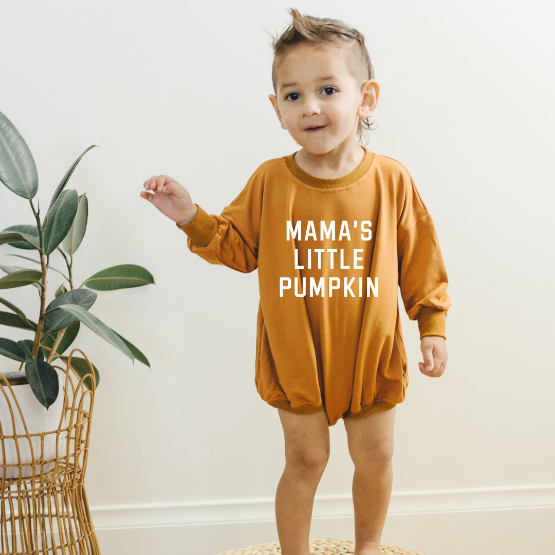 ‘Mama’s Little Pumpkin’ Bamboo Bubble Romper by Little Joy Co., product view 4