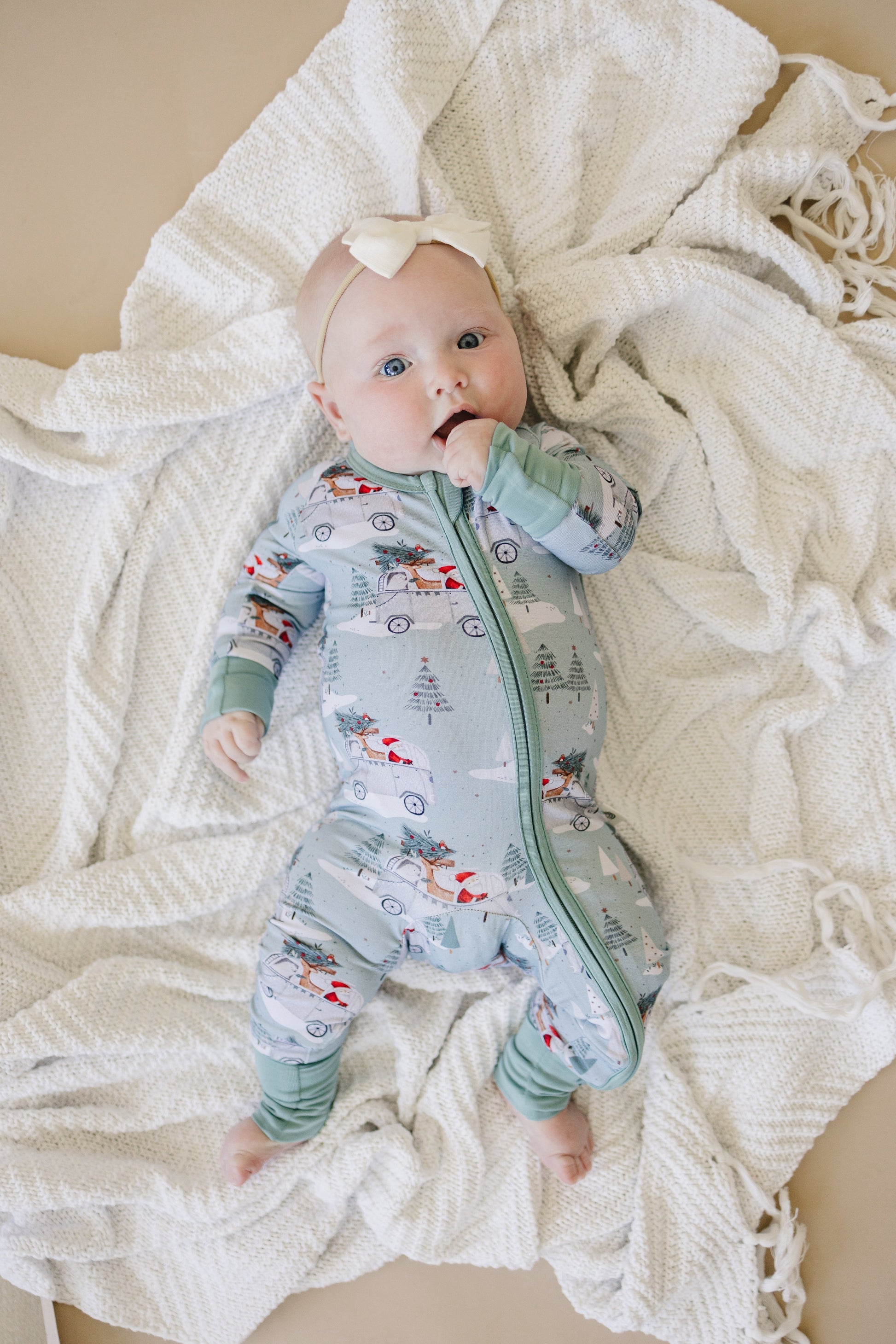 Cruisin' to Christmas Bamboo Zippy Romper by Little Joy Co., product view 5