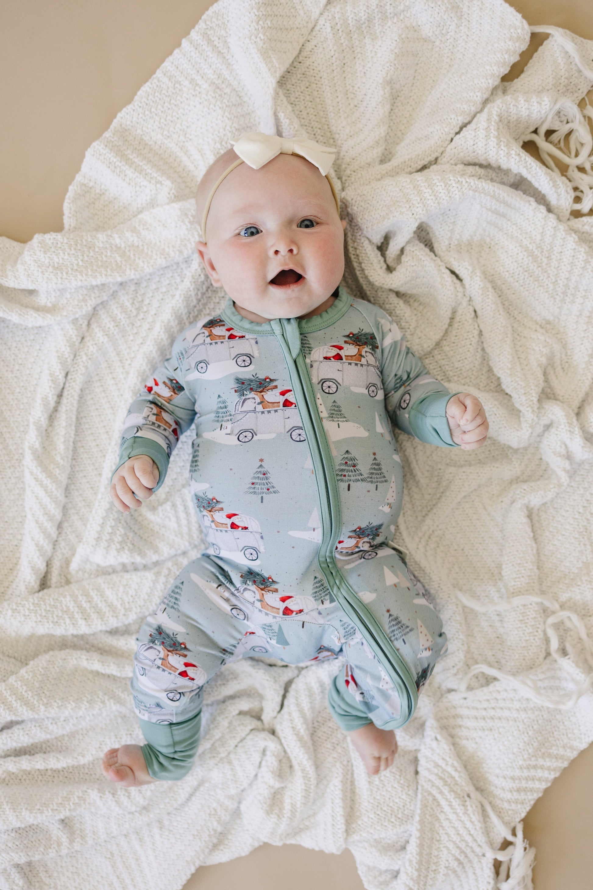 Cruisin' to Christmas Bamboo Zippy Romper by Little Joy Co., product view 2