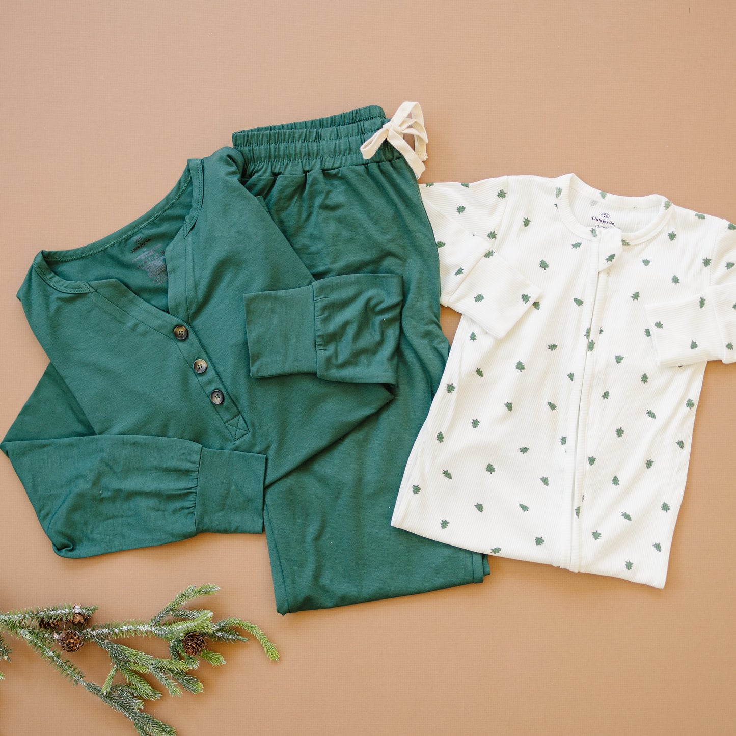 Tiny Trees Ribbed Bamboo Zippy Pajamas by Little Joy Co., product view 21