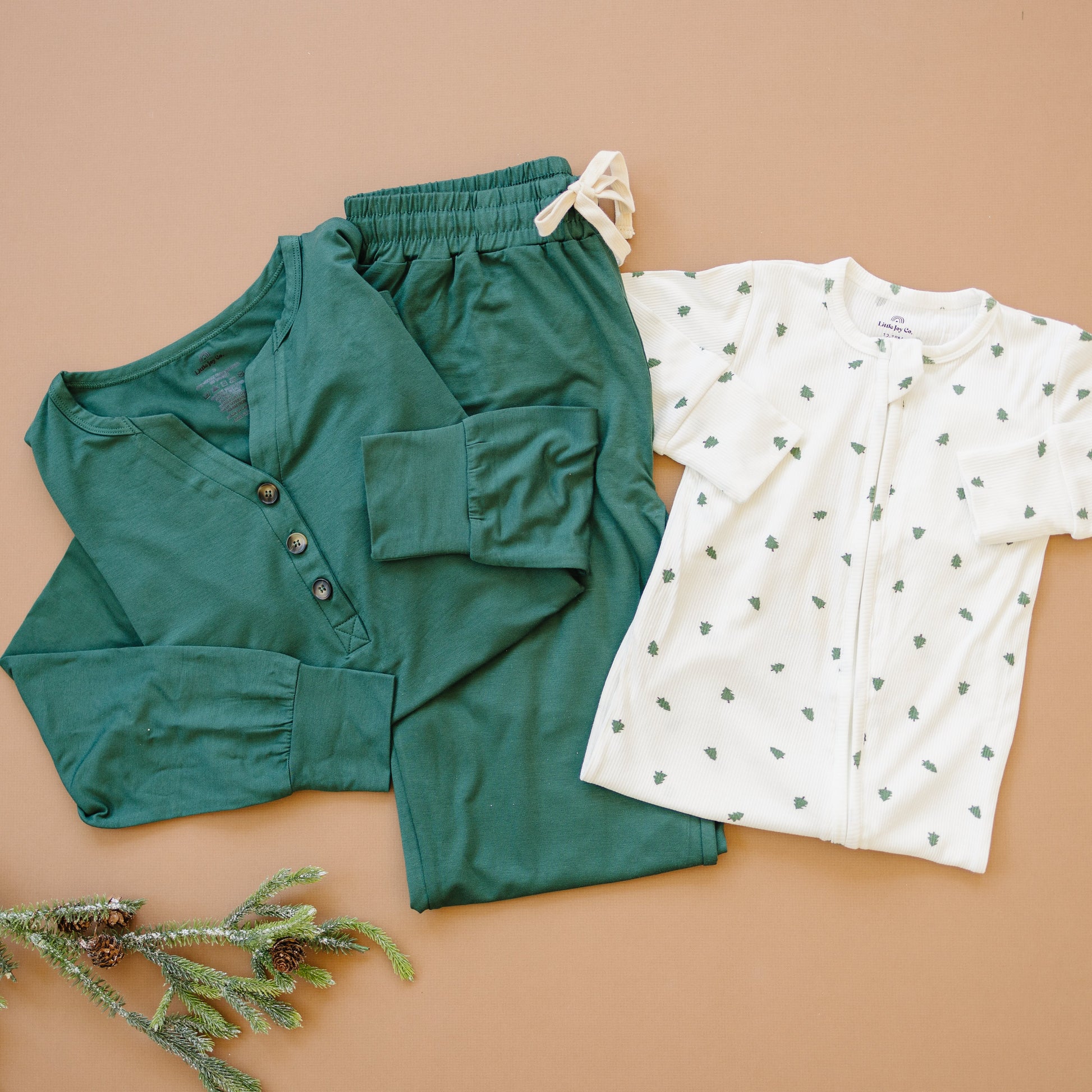 Tiny Trees Ribbed Bamboo Zippy Pajamas by Little Joy Co., product view 21