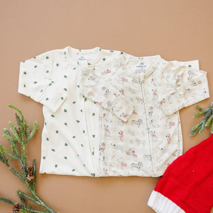 Tiny Trees Ribbed Bamboo Zippy Pajamas by Little Joy Co., product view 22