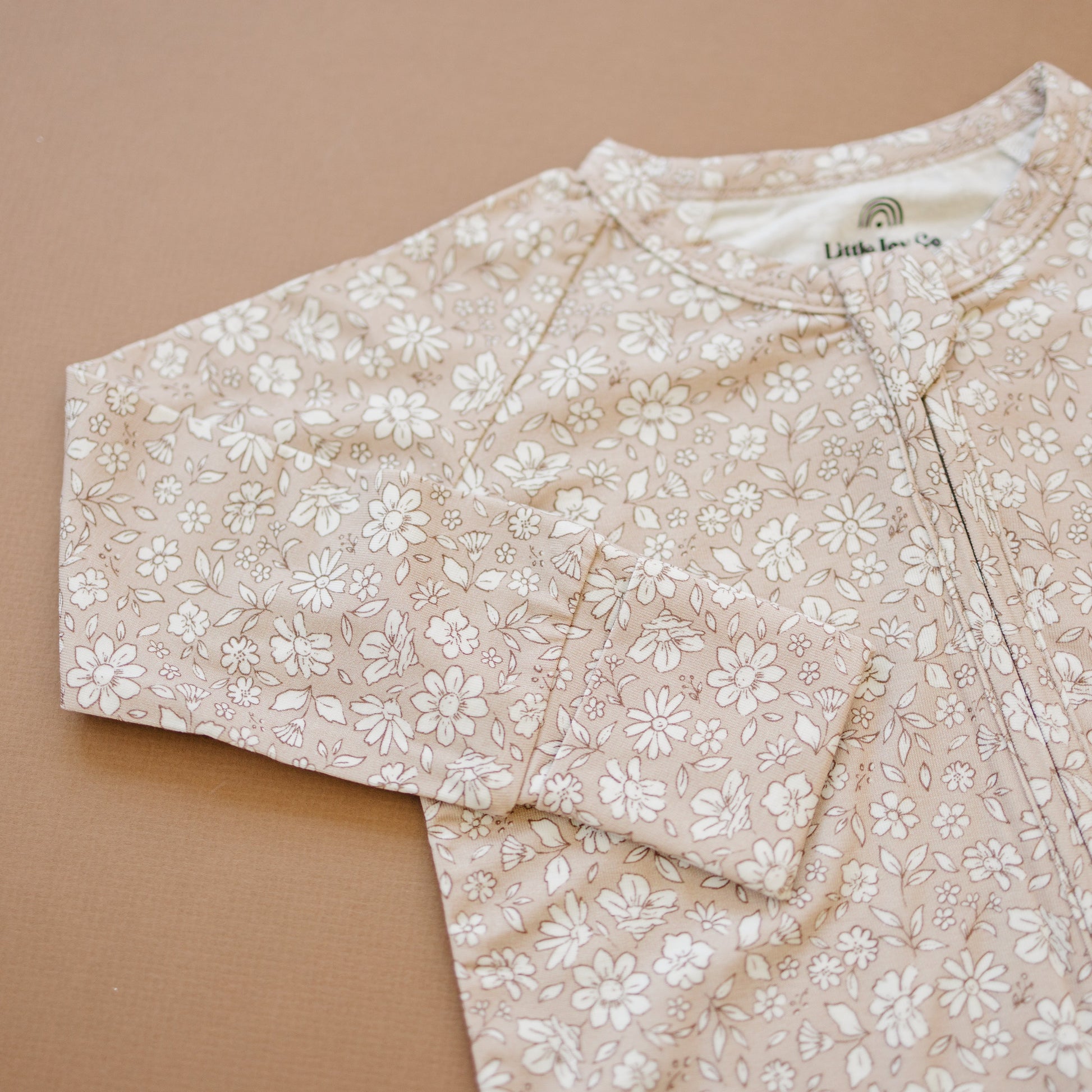 Dainty Ditsy Bamboo Zippy Romper by Little Joy Co., product view 3