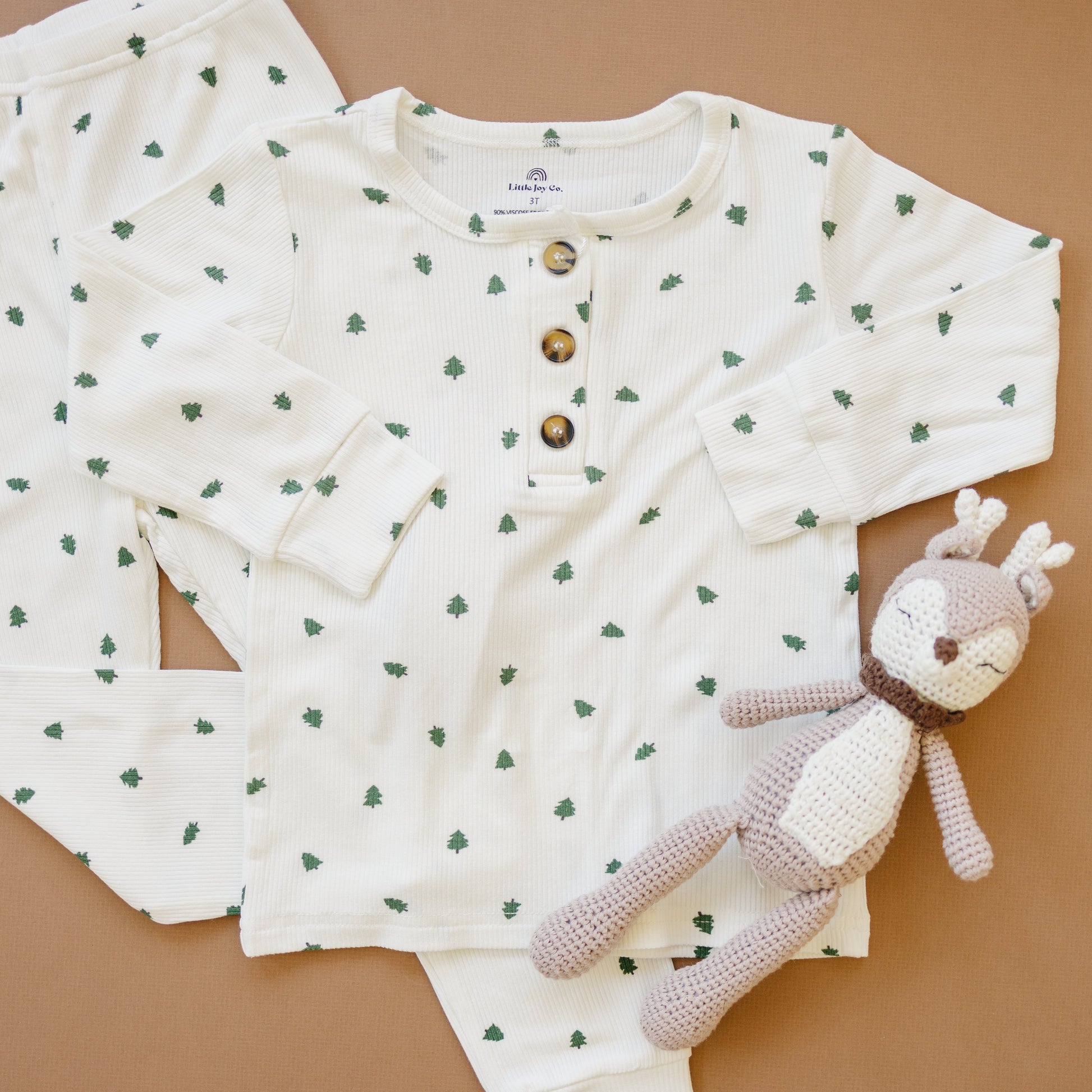 Tiny Trees Ribbed Bamboo 2pc Henley Pajamas by Little Joy Co., product view 7