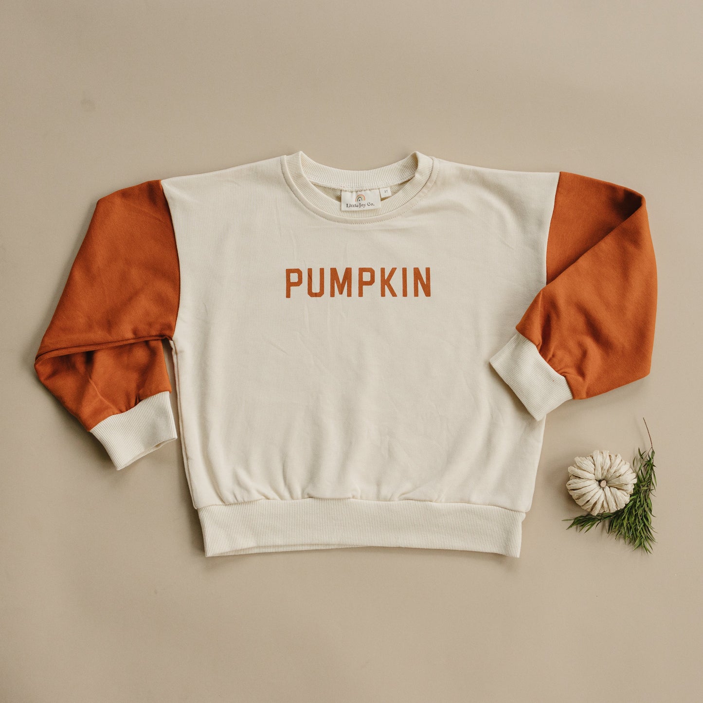 Colorblock ‘Pumpkin’ Crewneck Sweatshirt by Little Joy Co., product view 2