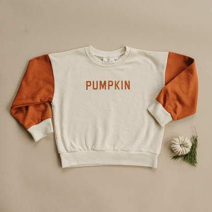 Colorblock ‘Pumpkin’ Crewneck Sweatshirt by Little Joy Co., product view 2