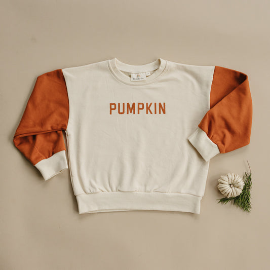 Colorblock ‘Pumpkin’ Crewneck Sweatshirt by Little Joy Co., product view 2