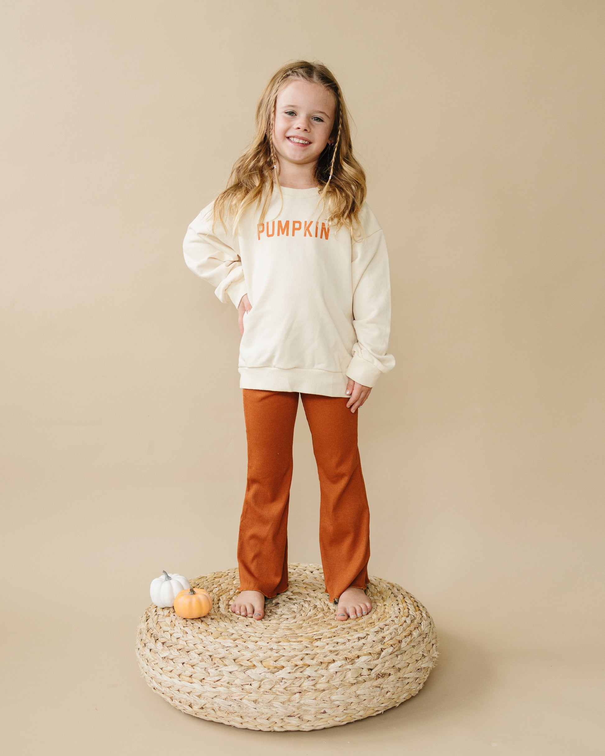 Cream ‘Pumpkin’ Crewneck Sweatshirt by Little Joy Co., product view 4