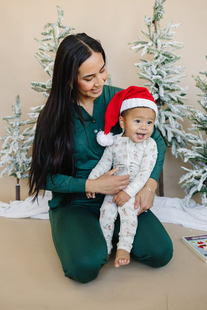Women's Green Emerald Bamboo Christmas Pajamas by Little Joy Co., product view 12