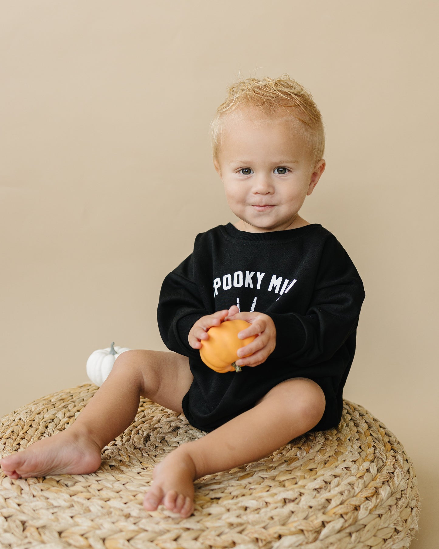 'Spooky Mini' Sweatshirt Romper by Little Joy Co., product view 4