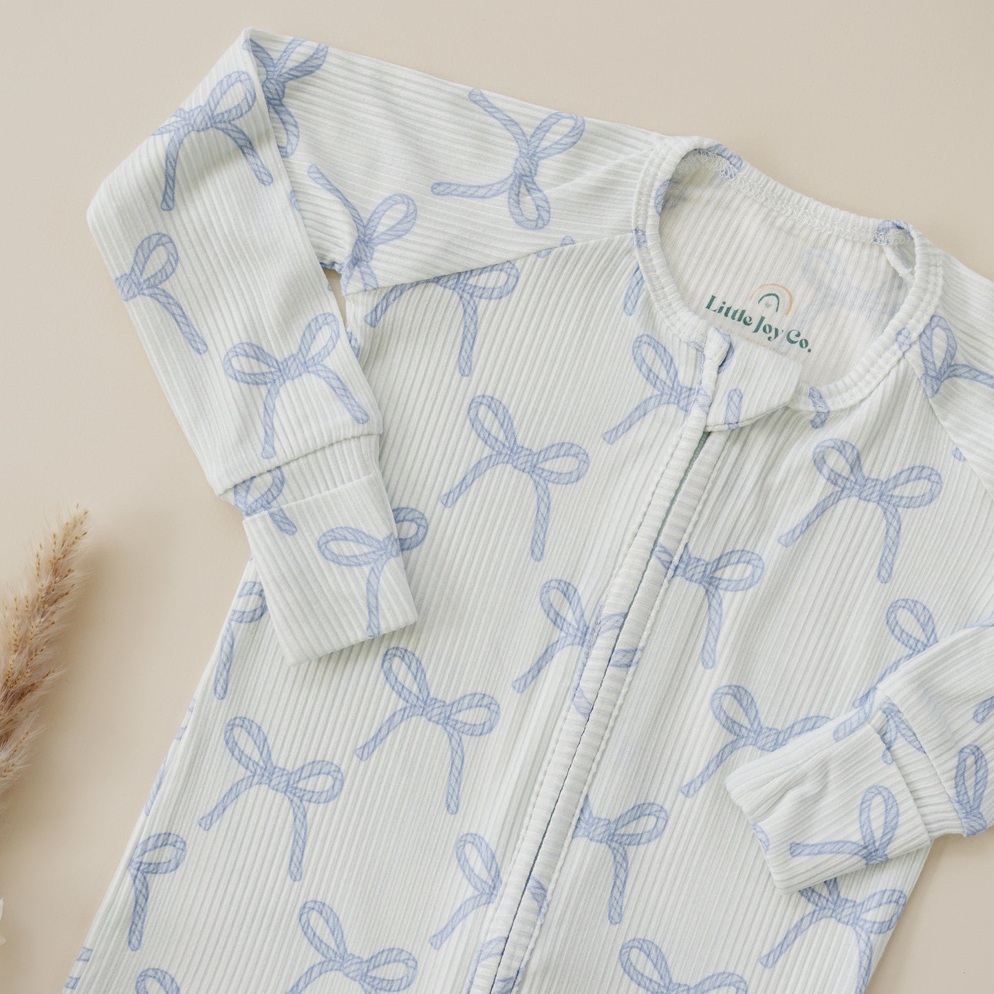 Blue Belle Ribbed Bamboo Zippy Pajamas by Little Joy Co., product view 13