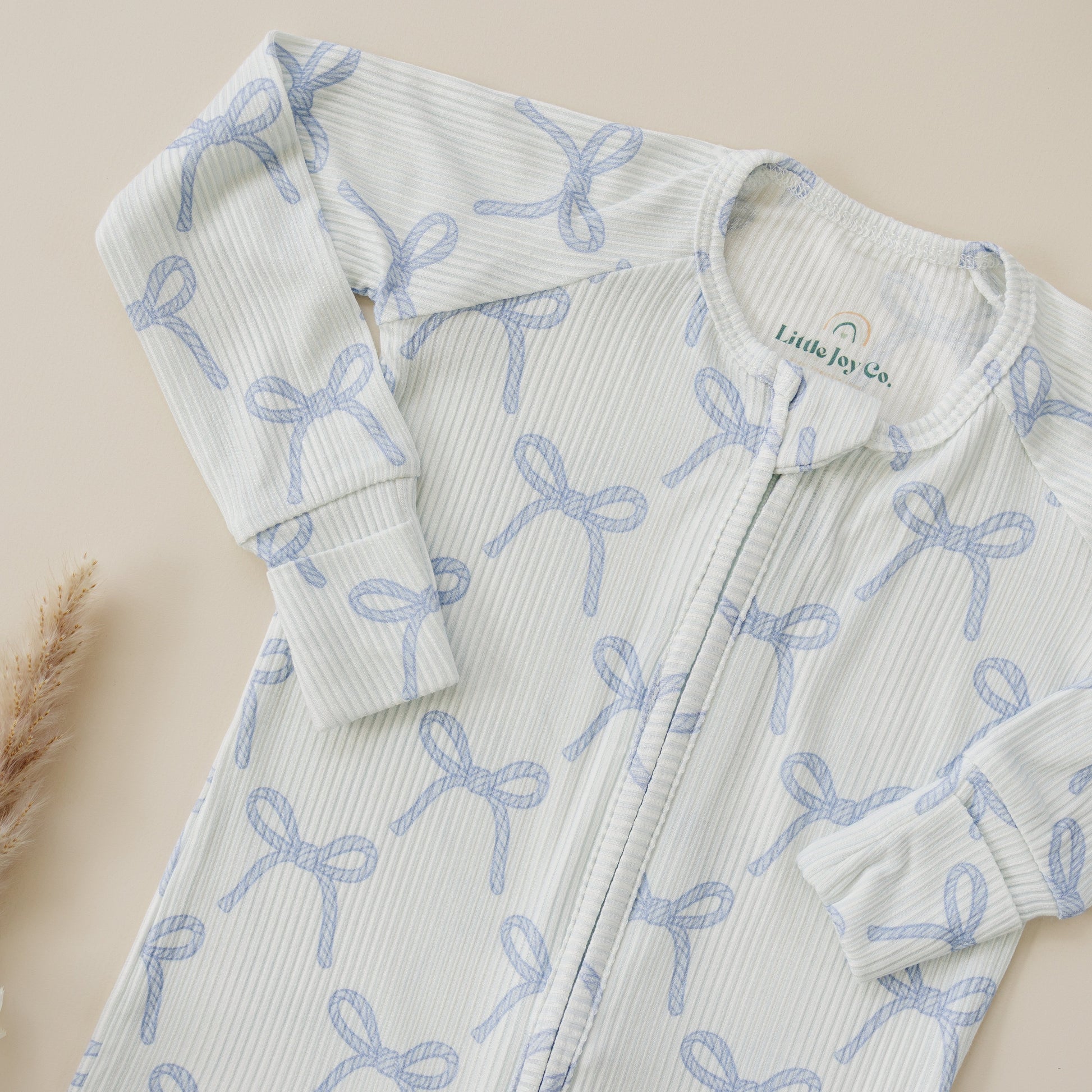 Blue Belle Ribbed Bamboo Zippy Pajamas by Little Joy Co., product view 13