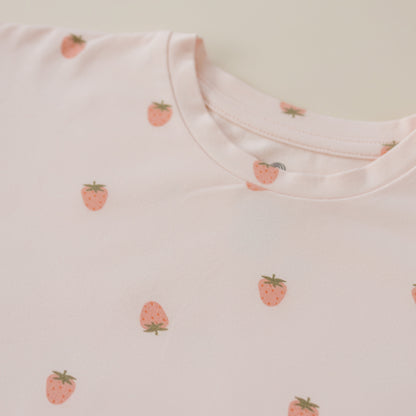 Organic Cotton Strawberry Print Shorts Set by Little Joy Co., product view 12