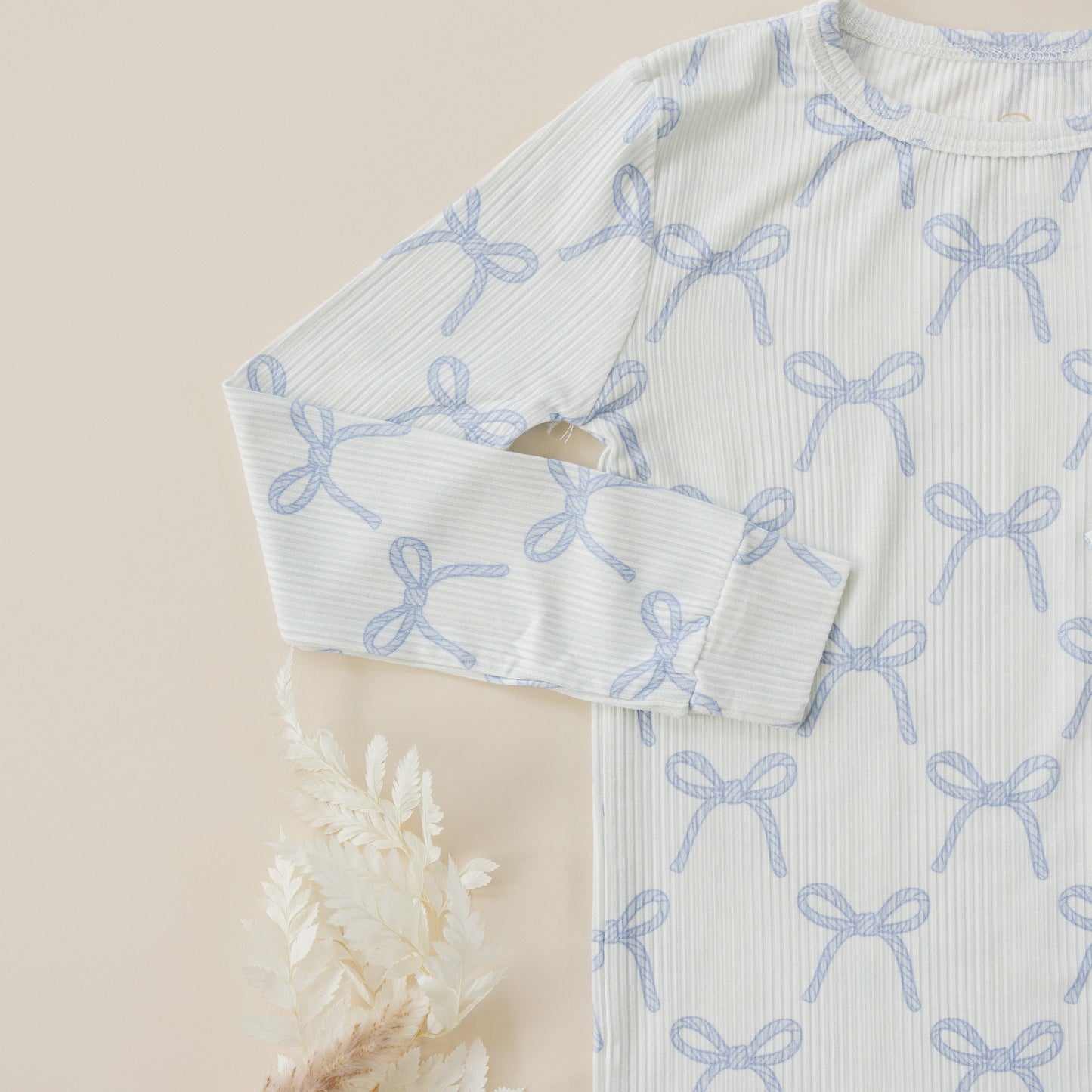 Blue Belle 2pc Ribbed Bamboo Pajamas by Little Joy Co., product view 3