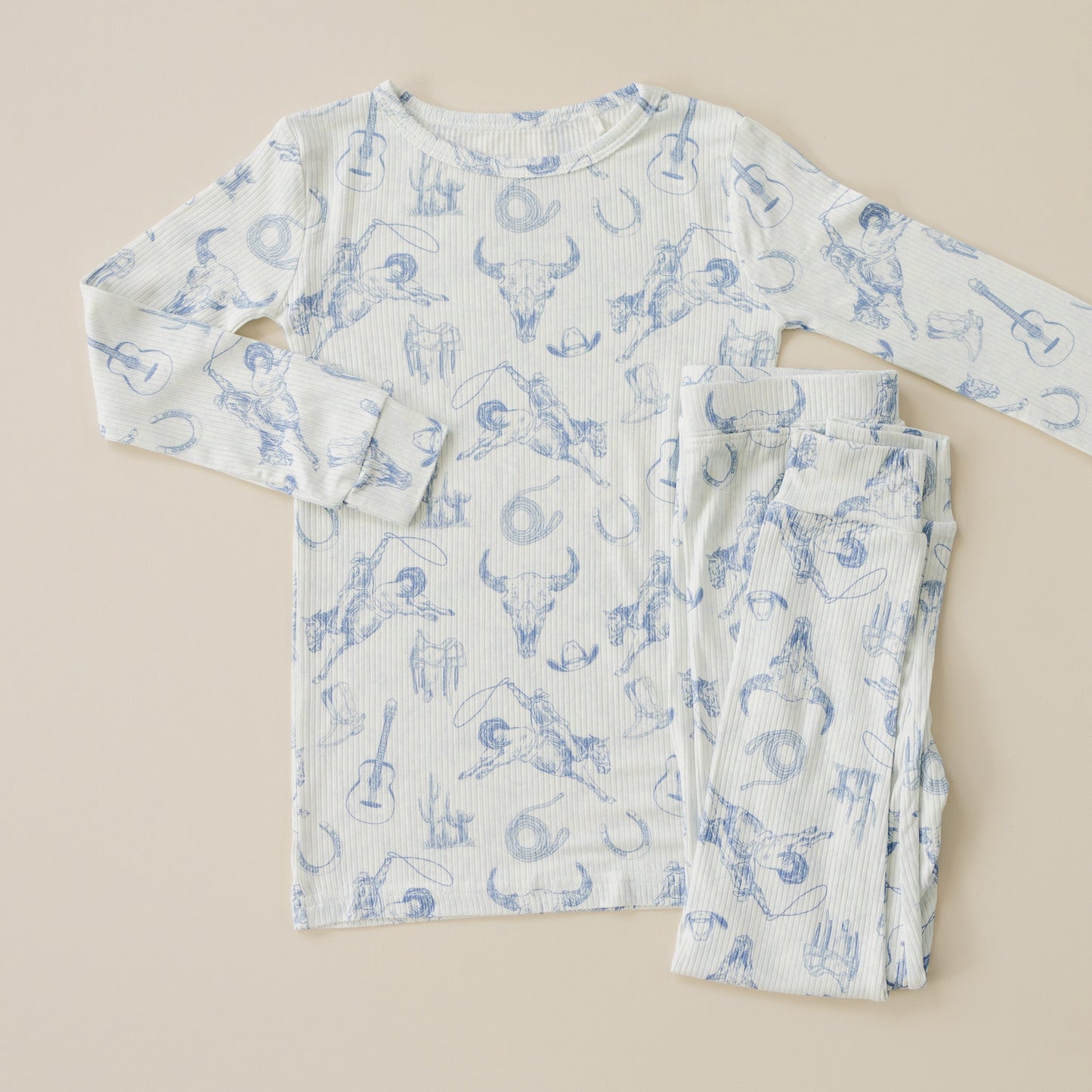 Cowboy Blues 2pc Ribbed Bamboo Pajamas by Little Joy Co., product view 3