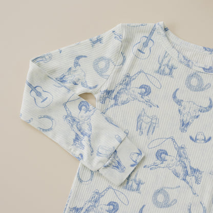 Cowboy Blues 2pc Ribbed Bamboo Pajamas by Little Joy Co.