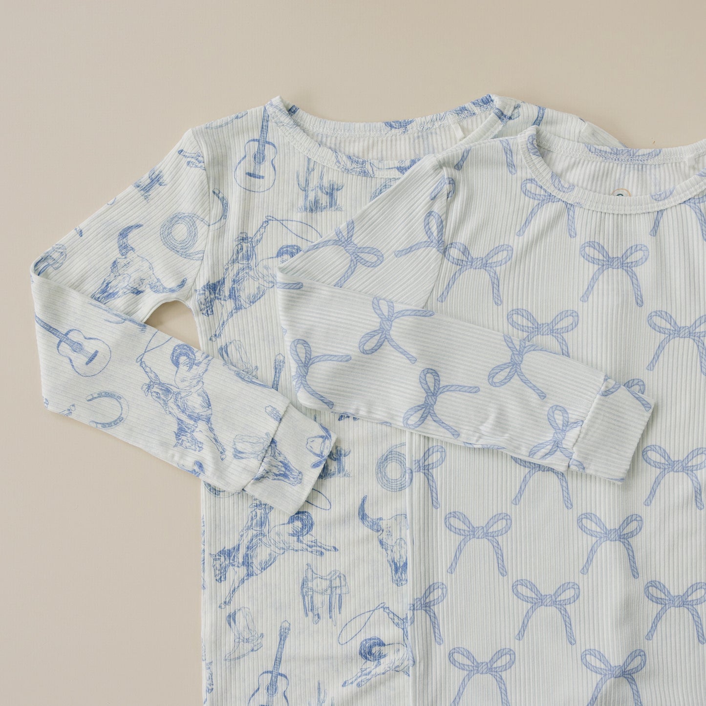 Blue Belle Ribbed Bamboo Zippy Pajamas by Little Joy Co., product view 3