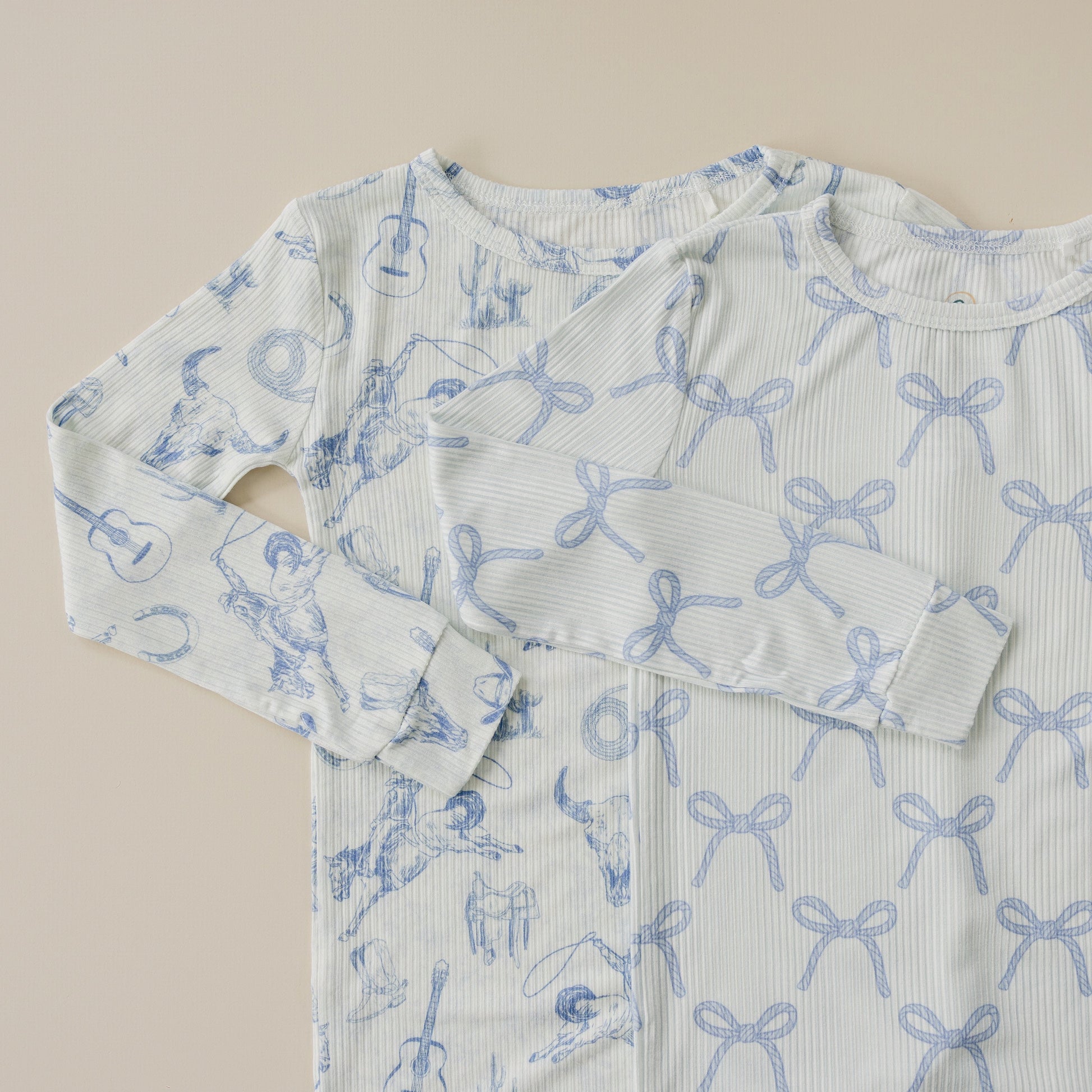 Blue Belle Ribbed Bamboo Zippy Pajamas by Little Joy Co., product view 3
