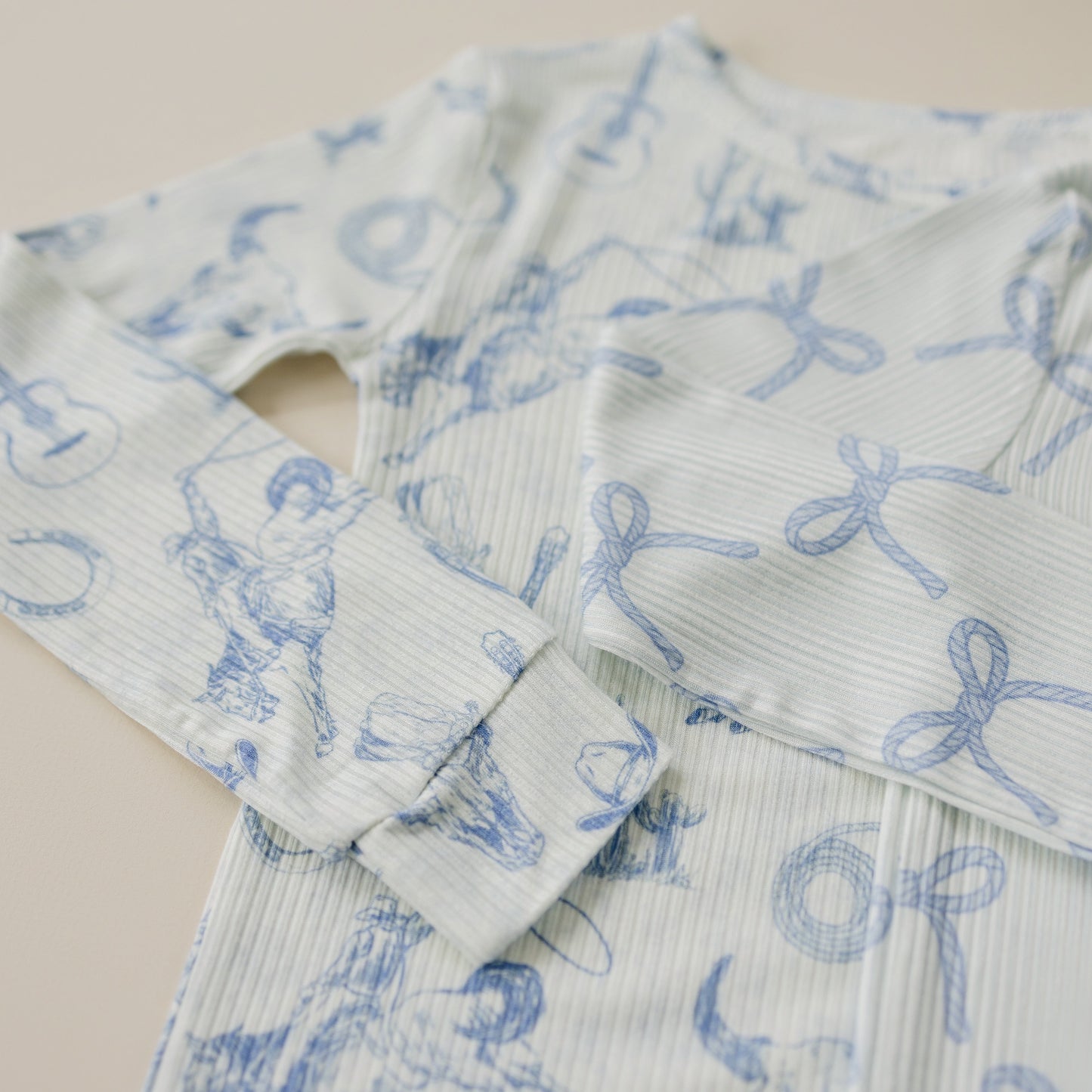 Cowboy Blues 2pc Ribbed Bamboo Pajamas by Little Joy Co., product view 4