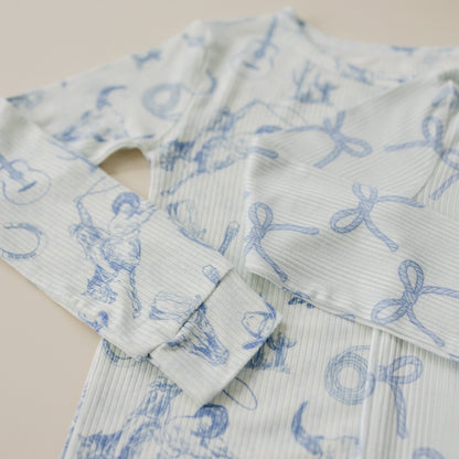 Cowboy Blues 2pc Ribbed Bamboo Pajamas by Little Joy Co., product view 4