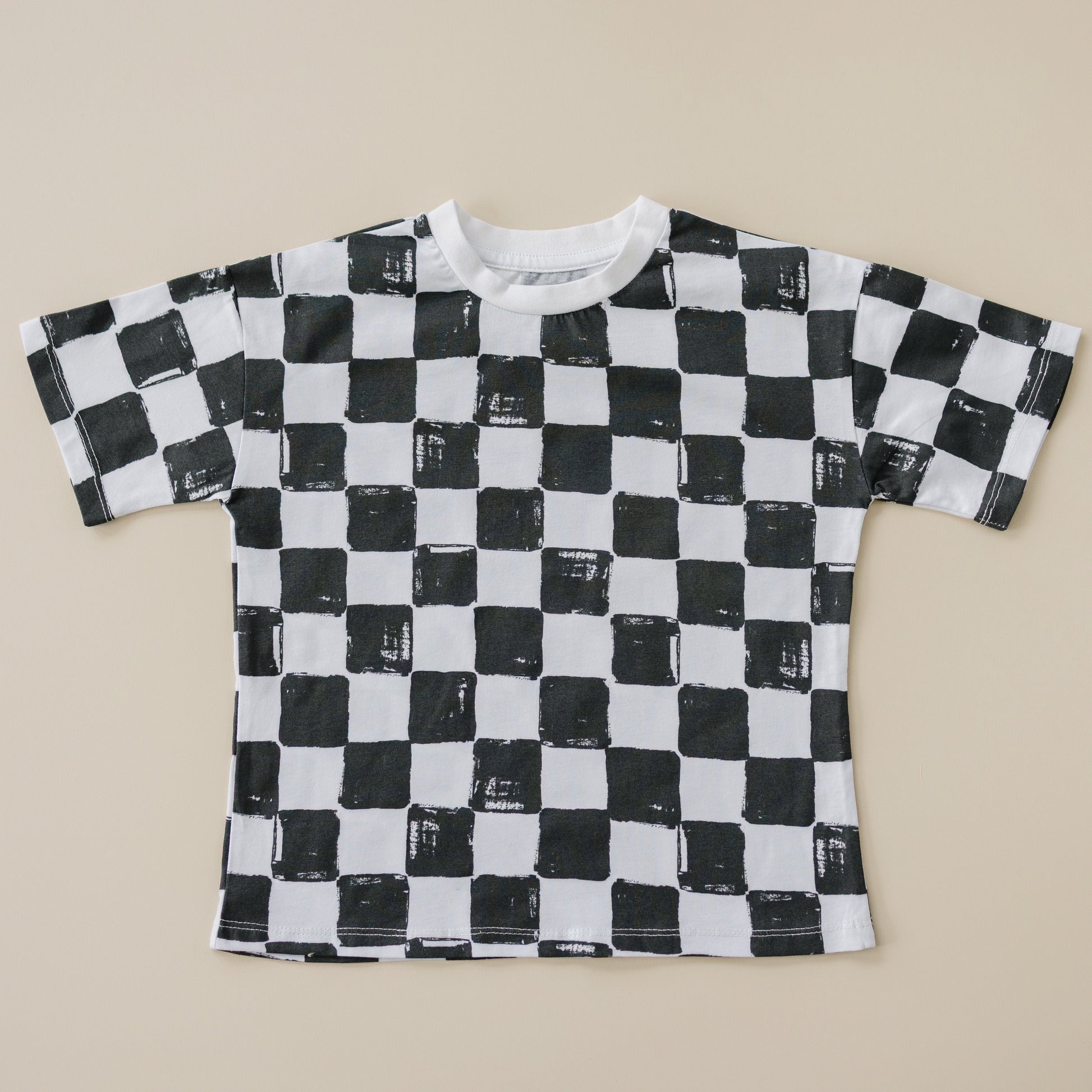 Organic Cotton Black & White Checkered Shorts Set by Little Joy Co., product view 8