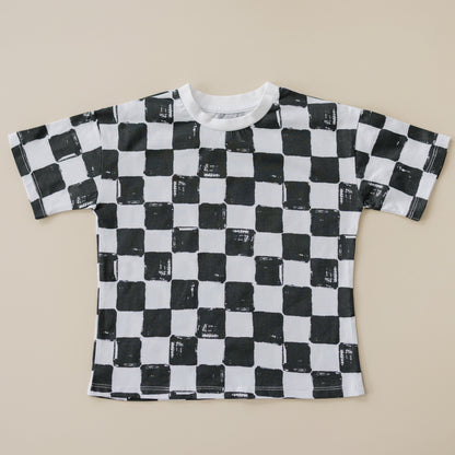 Organic Cotton Black & White Checkered Shorts Set by Little Joy Co., product view 8