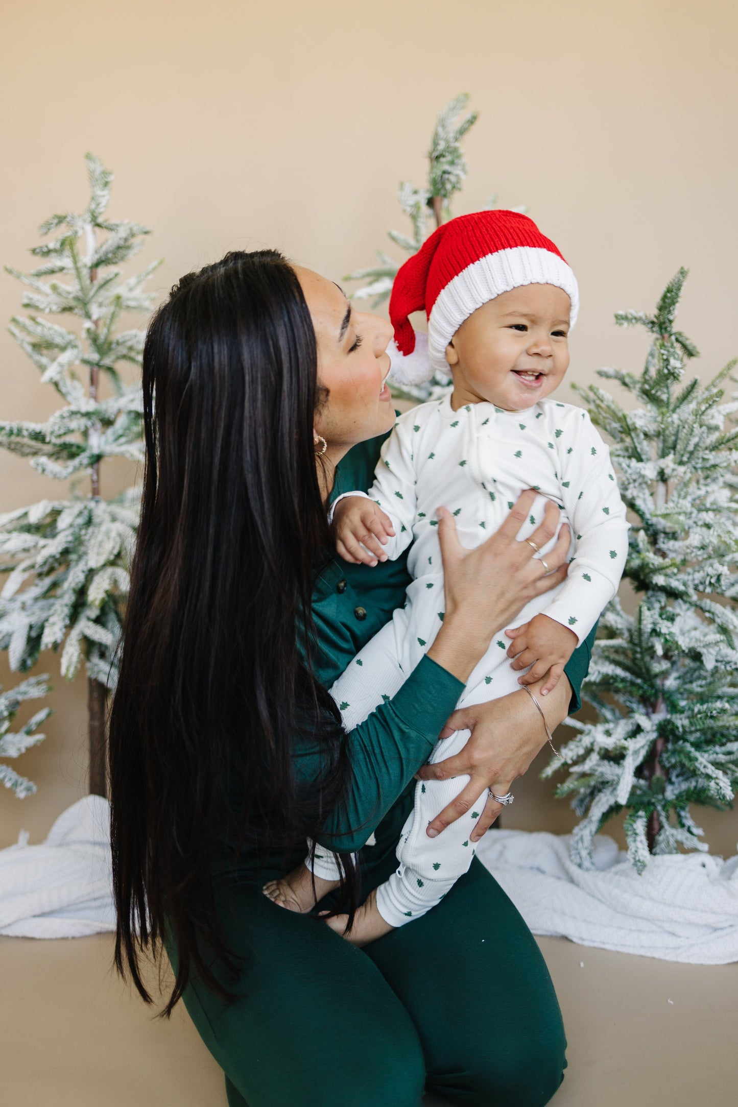 Women's Green Emerald Bamboo Christmas Pajamas by Little Joy Co., product view 9