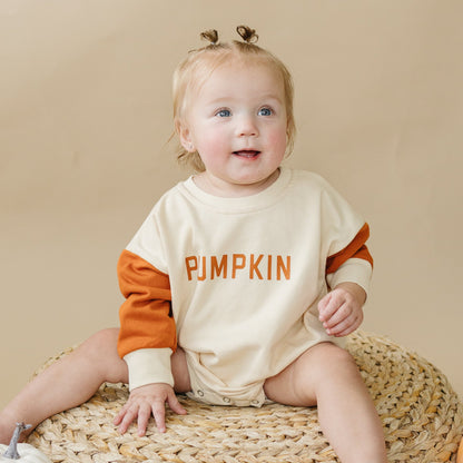 Colorblock 'Pumpkin' Sweatshirt Romper by Little Joy Co.