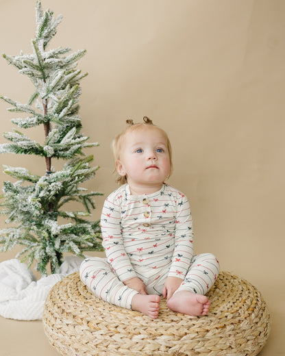 Tied with a Bow Christmas 2pc Henley Bamboo Pajamas by Little Joy Co., product view 4