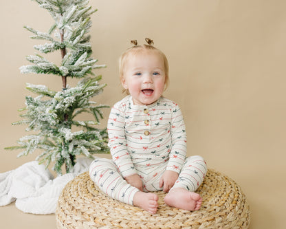 Tied with a Bow Christmas 2pc Henley Bamboo Pajamas by Little Joy Co., product view 8