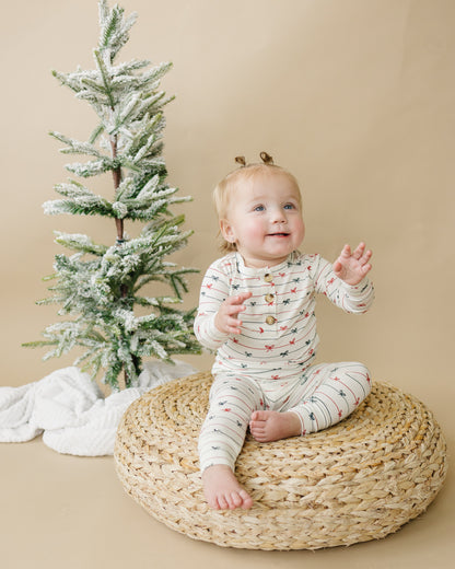 Tied with a Bow Christmas 2pc Henley Bamboo Pajamas by Little Joy Co., product view 7