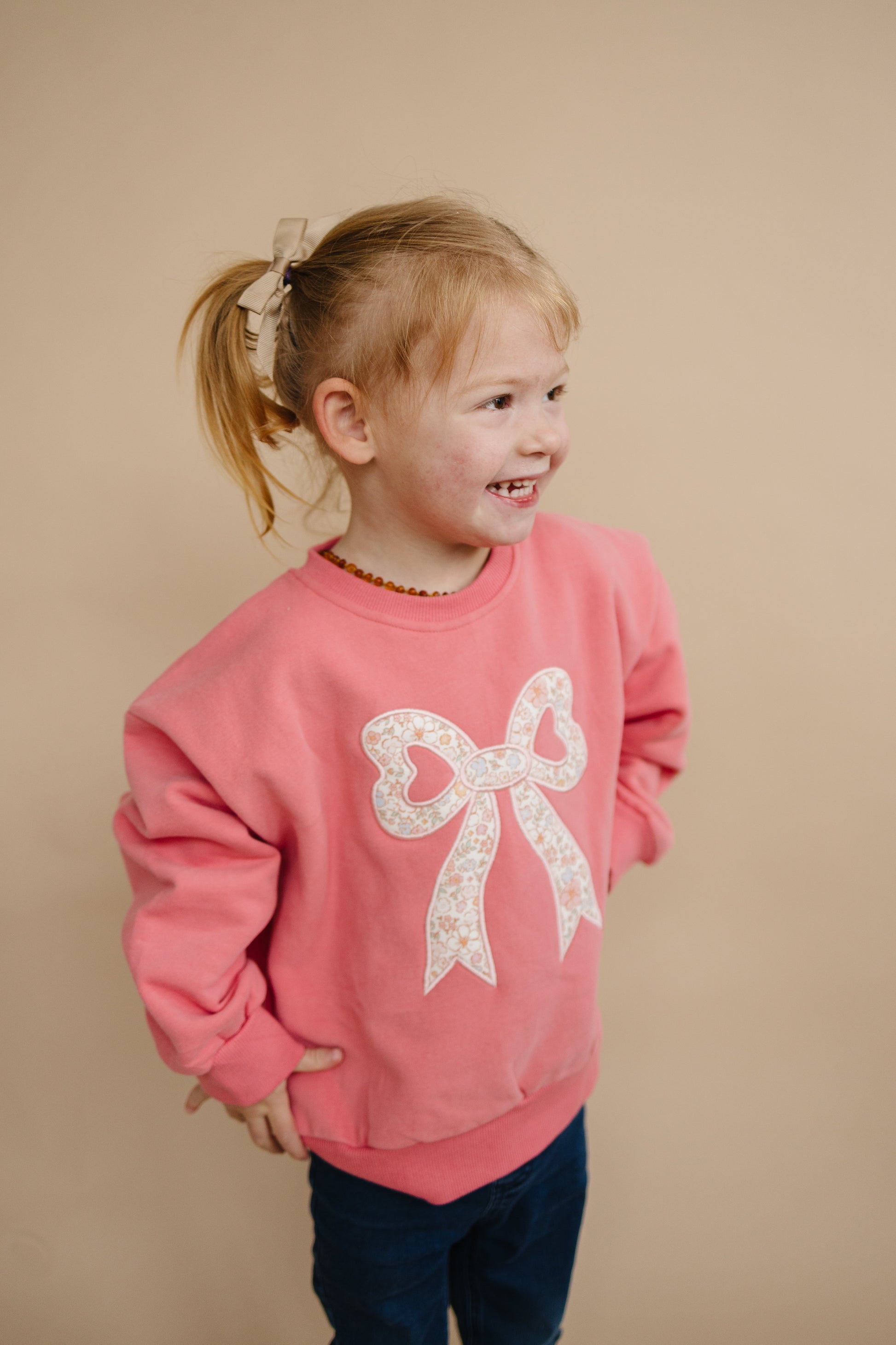 Applique Floral Bow Crewneck Sweatshirt by Little Joy Co., product view 14