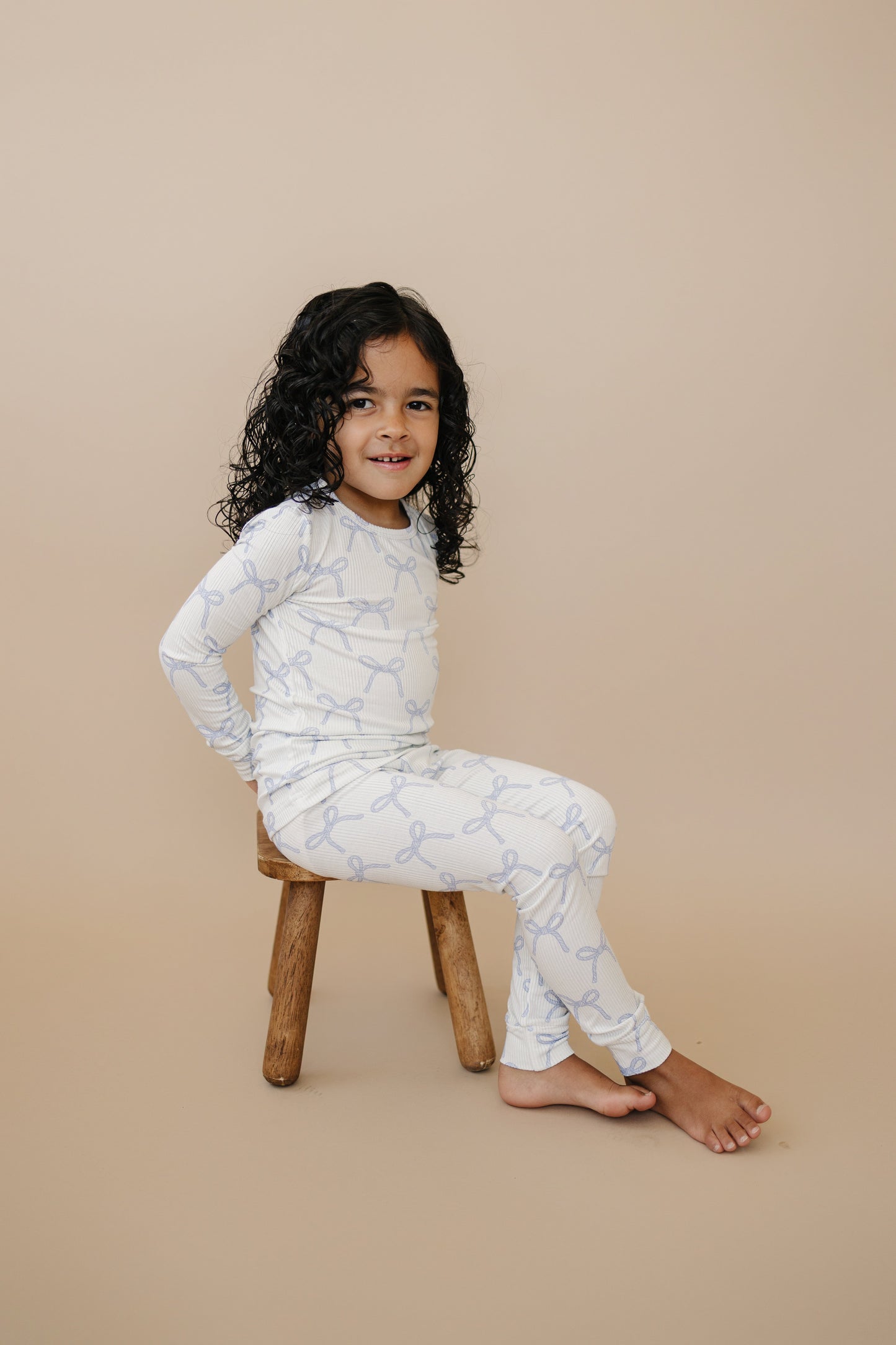Blue Belle 2pc Ribbed Bamboo Pajamas by Little Joy Co., product view 18
